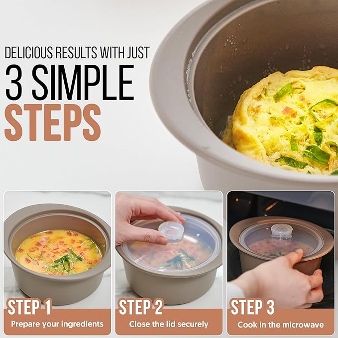 27oz Platinum Silicone Microwave Steamer Pot with Handle & Lid - Korean 100% Food-Grade Steamer Bowl, Heat-Resistant Cooker with Steam Holes, Easy Clean, Dishwasher Safe, Yellow
