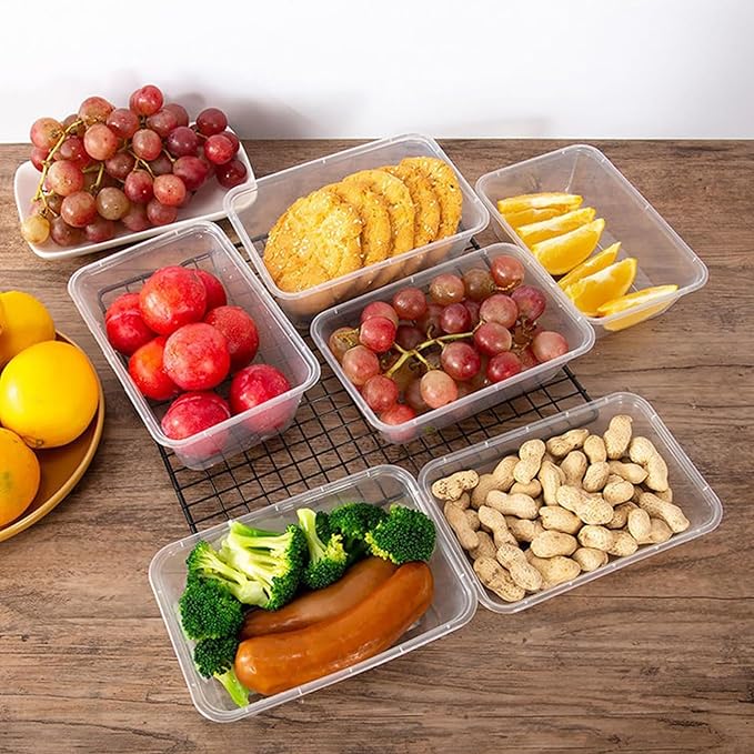 120 Pcs Plastic Meal Prep Containers with Lids 25 oz Clear Disposable Food Storage Containers Stackable Spill proof Box for Salad Snack Lunch Microwave Dishwasher and Freezer