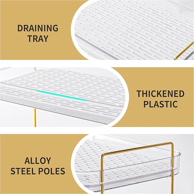 Coffee Bar Accessories, Station Organizers,Large Capacity Storage with Drain Board,Whisky Tray,Mug Tea Cup Holder Coffee Bar Organizer, White Clear
