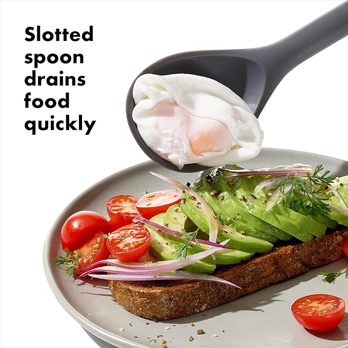 OXO Good Grips Silicone Slotted Spoon, us:one Size, Peppercorn