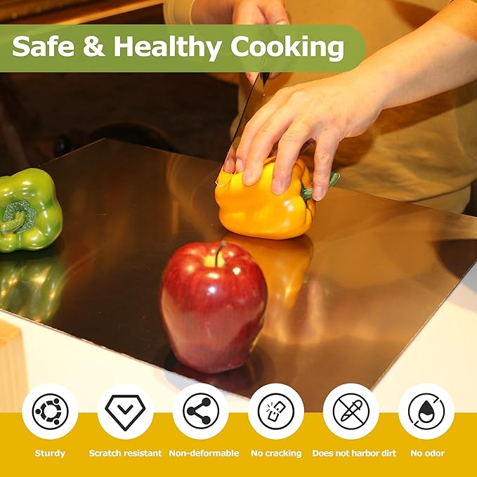 Cutting Board for Kitchen, Food Grade Stainless Steel Cutting Board with Lip, Metal Chopping Board for Meat, Fruits, Vegetables, Bread, and Baking (60 x 40cm/23.6.7 x 15.7 in)