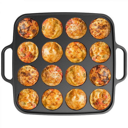 Otafuku Takoyaki Plate, Cast Iron Japanese Grill for Cooking Takoyaki Balls, Silicon Coated Pan (16 Holes)