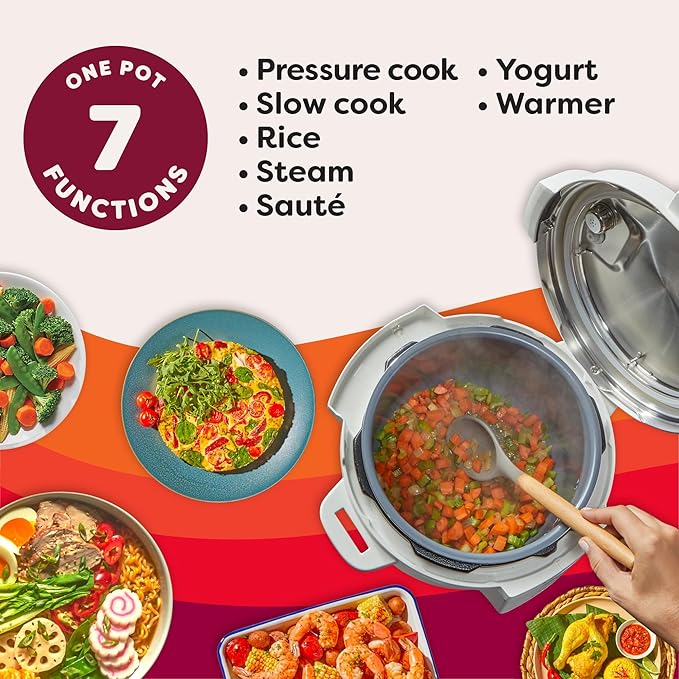 Instant Pot 6QT RIO 7-in-1 Multi-Cooker, Pressure Cooker, Slow cook, Sauté, Steam, Rice Maker, Yogurt, & Warmer, Sea Salt, 6 Quarts