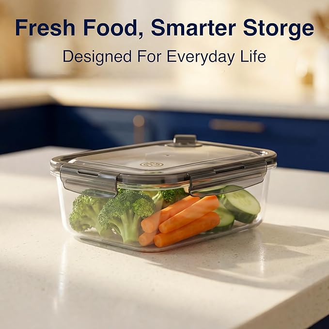 Compartmentalized Plastic Airtight Food Storage Containers with Vented Lids, 3-Compartment Design, BPA-Free, 5-Pack (5.5 Cups Each) for Meal Prep and Portion Control