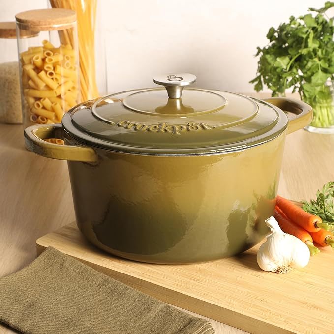 Crock Pot Artisan 7-Quart Round Cast Iron Dutch Oven Pot With Lid - Gradient Sage Green