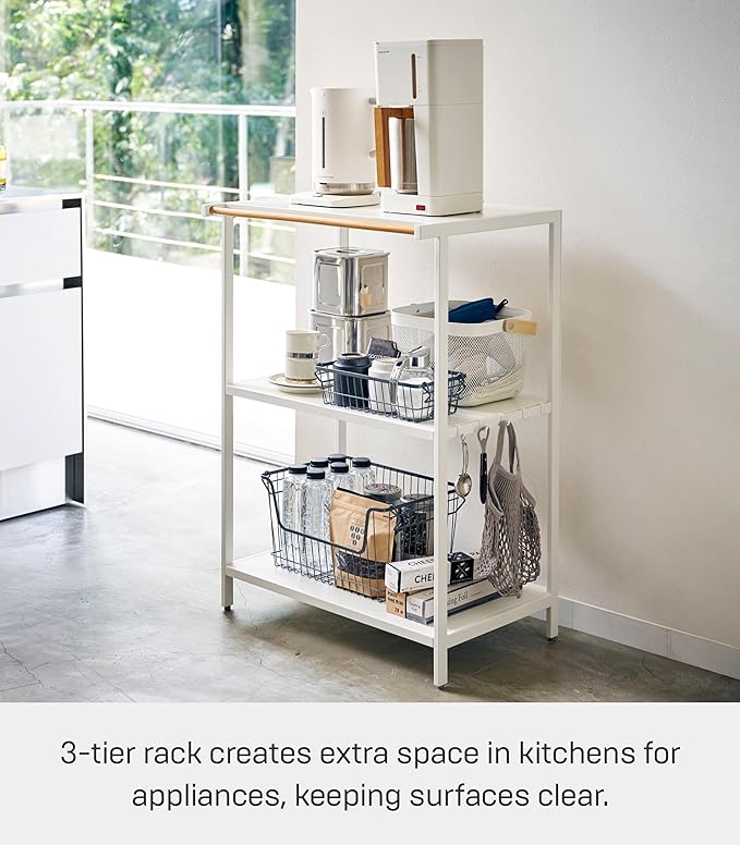 YAMAZAKI Home Tower Kitchen Appliance Storage Rack Metal Shelving Unit - Standing Organizer Heavy Duty Shelves, 35" - Steel