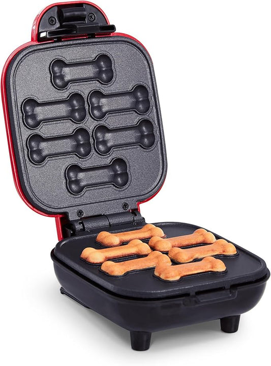 Dash Mini Dog Treat Maker - DIY Bone-Shaped Treats - Personalized Dog Gifts - Easy to Clean - 6 Bones, Red