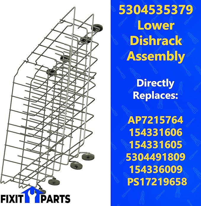 US-Based Supplier – 5304535379 Lower Dishrack Assembly with 5304509753 Dishwasher Silverware Basket – Compatible With Frigidaire Crosley Kelvinator Dishwasher