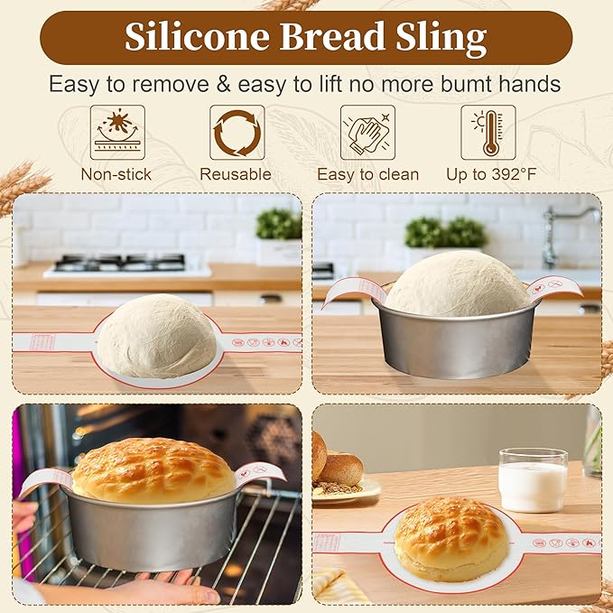 Banneton Bread Proofing Basket Set, 9" Round & 10" Oval Sourdough Bread Baking Supplies, Sourdough Starter Kit, Bread Making Tools Gift Set for Beginner Professional Bakers