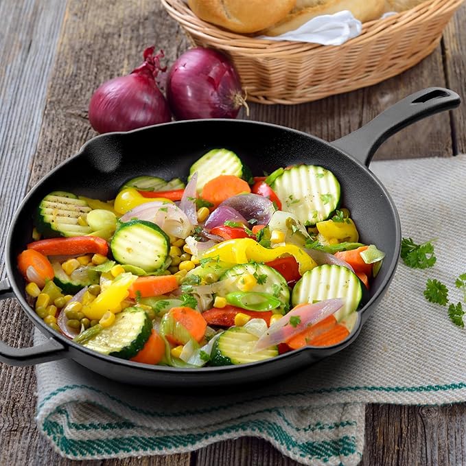 Cast Iron Skillet Set (8” + 12”) – Pre-Seasoned Frying Pan Duo, Holiday Kitchen Cookware Set for Everyday Cooking, Oven & Grill Safe