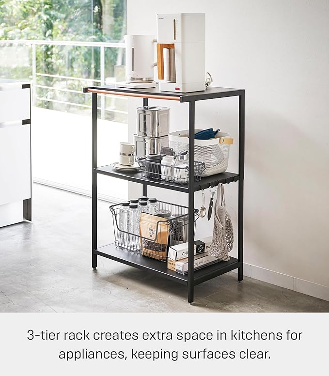 YAMAZAKI Home Tower Kitchen Appliance Storage Rack Metal Shelving Unit - Standing Organizer Heavy Duty Shelves, 35" - Steel
