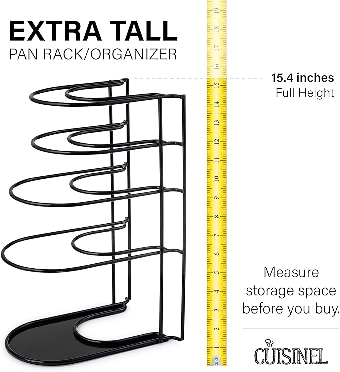 Cuisinel HEAVY DUTY POTS AND PANS ORGANIZER - EXTRA LARGE 5-TIER RACK - HOLDS CAST IRON SKIL