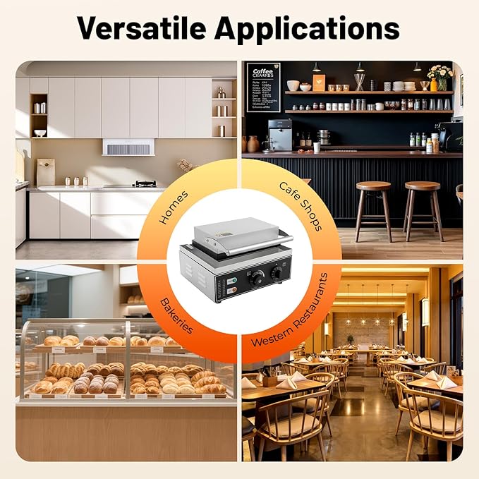 Electric Donut Maker, 110V 1550W Commercial Non-Stick Doughnut Machine 122-572℉ Double-Sided Heating Pancakes Maker Machine w/12 Holes for Parties Kitchen Cafes & Tea Stores
