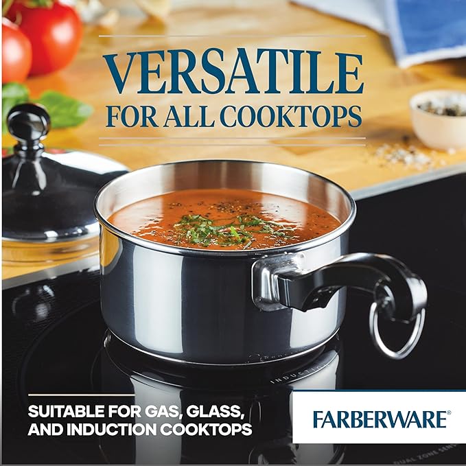 Farberware Classic Stainless Steel Sauce Pan/Saucepan with Lid,1 Quart,Silver,50000,11.2"D x 6.3"W x 4.4"H,(Pack of 4)