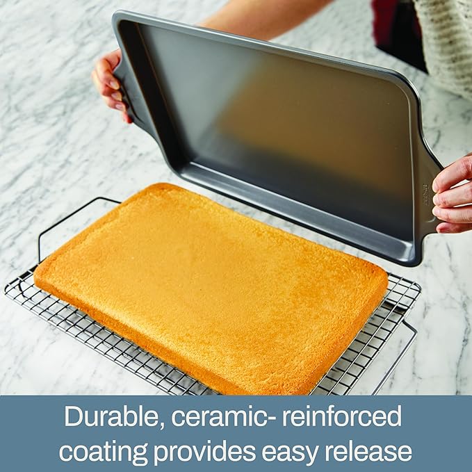 All-Clad Pro-Release Nonstick Bakeware Quarter Sheet Pan 13x9 Inch Oven Safe 450F Half Sheet, Cookie Sheet, Muffin Pan, Cooling & Baking Rack, Round Cake Pan, Loaf Pan, Baking Pan Grey