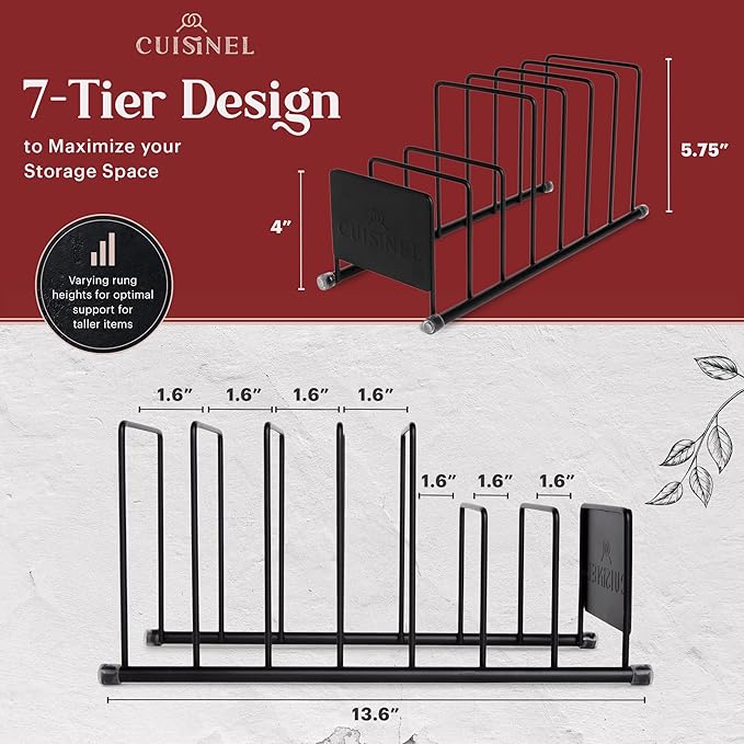 Cuisinel POT LID AND DISH ORGANIZER RACK - MATTE BLACK KITCHEN STORAGE/ORGANIZATION STA
