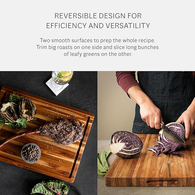 Teakhaus Cutting Board - Small (S) Wood Cutting Board with Juice Groove - Holiday Gift Ideas for Men and Women - Gift-Ready, Reversible, Edge Grain Wood, Knife Friendly - FSC Certified