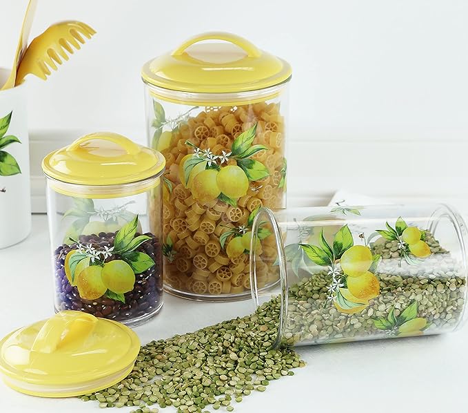 Food Storage Containers, BPA Free Airtight Canisters for Cereal, Pasta, Sugar, Coffee, Flour, Cookies, Loose Tea, for Kitchen Organization, Set of 3 by Reston Lloyd, Lime