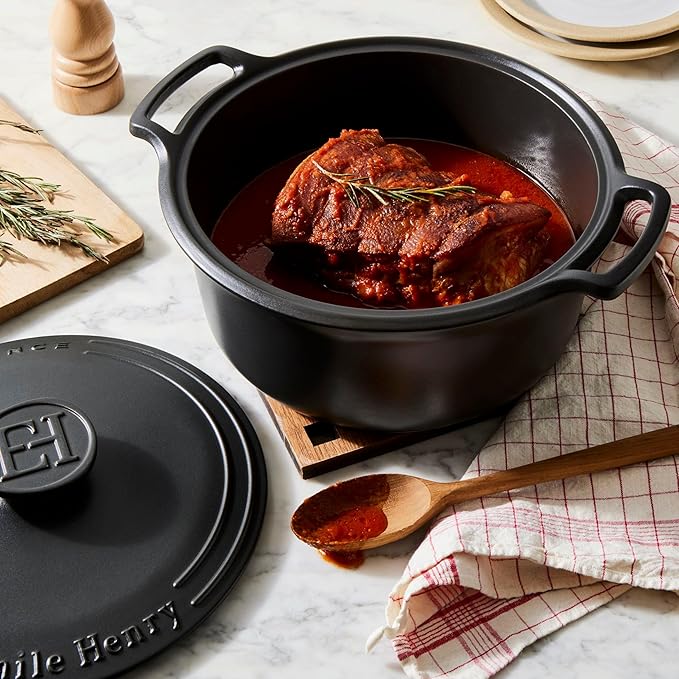 Emile Henry Made in France SUBLIME Ceramic 6 qt. Round Dutch Oven, Graphite