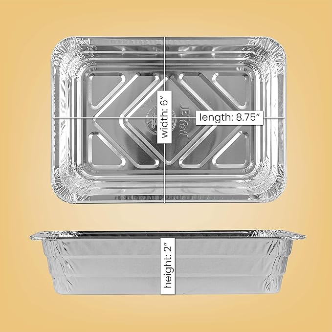 PLASTICPRO Disposable 2 LB Aluminum Takeout Tin Foil Baking Pans 6'' X 8'' X 2'' Inch Bakeware - Cookware Perfect for Baking Cakes,Brownies,Bread, Meatloaf, Lasagna, or Lunchbox, Pack of 20