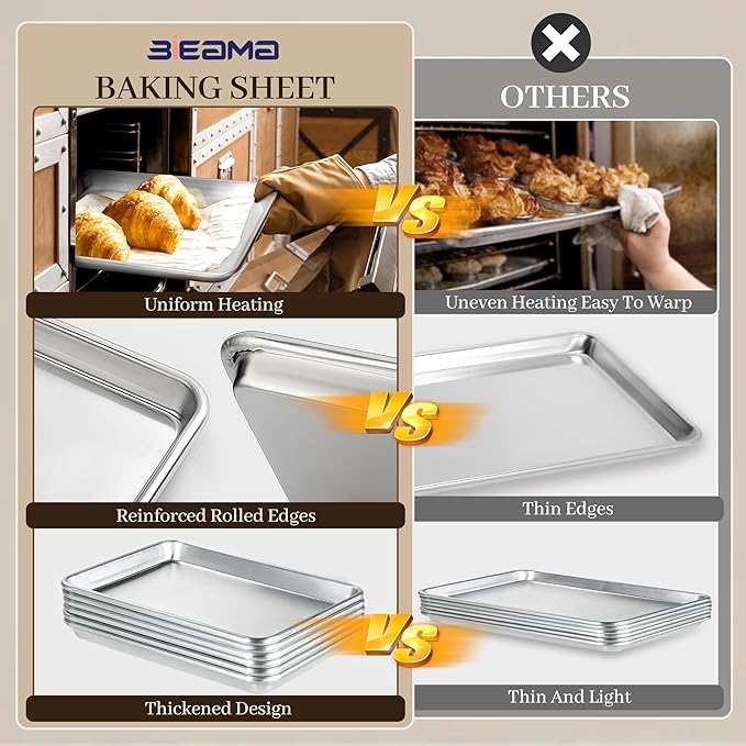 12 Pack Full Size Baking Sheet Pan Aluminum Commercial Pan for Oven Freezer Bakery Hotel Restaurant 26" × 18"