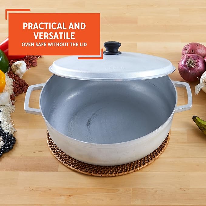 IMUSA GAU-80508 Jumbo Traditional Natural Caldero for Cooking and Serving, 18 Quart, Silver
