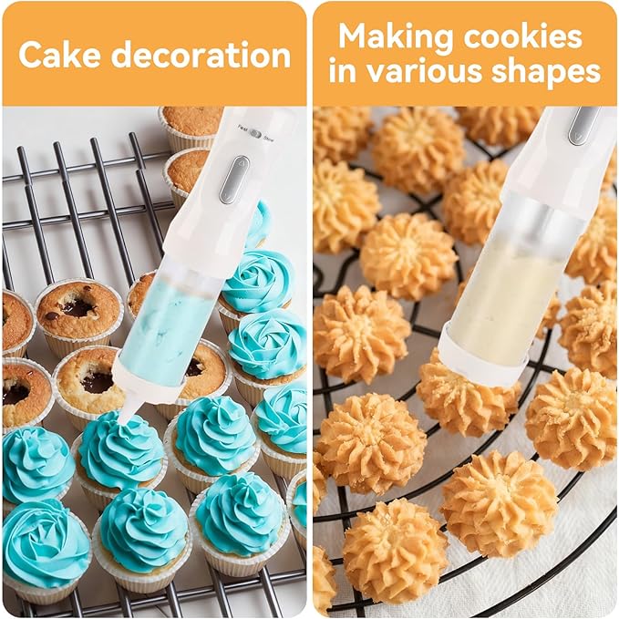 Cookie Press Gun Kit for Baking, Electric Cookie Press Gun Press Cookie Maker with 9 Cake Discs and 1 Icing Tip Baking Tools for Cookie Cake Decorating