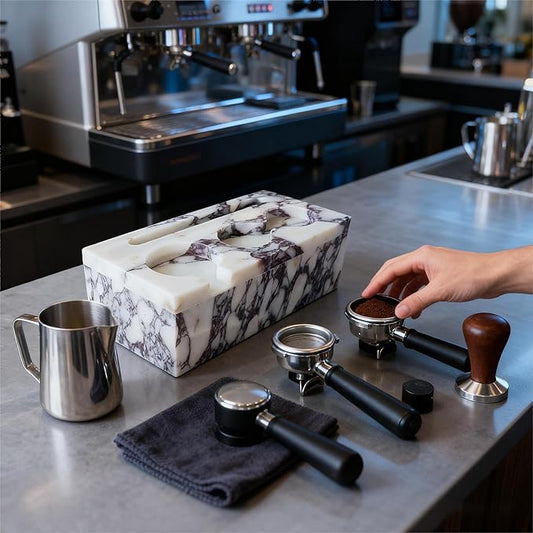 Coffee Press Pad Natural Marble Holder Espresso Coffee Machine Handle Organiser Plate Powder Hammer Storage Stand Tamper Mat Barista Tool Home Kitchen Coffee Shop Station (cofe pro)