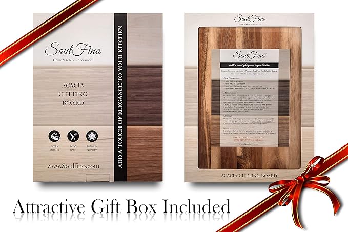 PREMIUM ACACIA Cutting Board & Professional Heavy Duty Butcher Block w/Juice Groove - Extra Large (17"x13"x1.4") Organic, End Grain Chopping Block. Ideal Serving Tray for Meat & Cheese