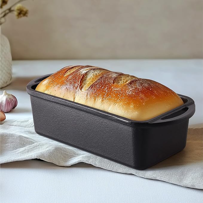 Navaris Enameled Cast Iron Bread Loaf Pan - 10.2" x 4.7"(26 x 12cm) Non-Stick Bread Baking Pan for Homemade Bread, Sourdough, Meatloaf, Cake, Oven Safe, Even Heat Distribution