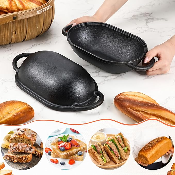 Maxdot 4qt Dutch Oven with Lid Enameled Cast Iron Sourdough Bread Pan for Baking Non Stick Single with Loop Handles for Family Homemade Breadbaking(Black)