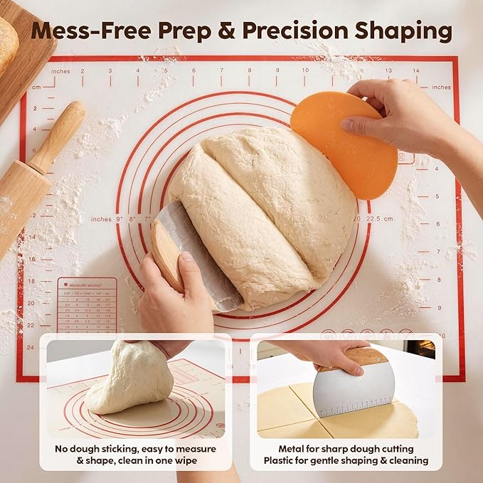 Complete Sourdough Starter Kit with 9" Round & 10" Oval Banneton Proofing Baskets, 22oz Glass Jar, Lame, Whisk, Scraper, Stencils, Slings, Rack, Mat & More – 23-Piece Professional Bread Baking Kit