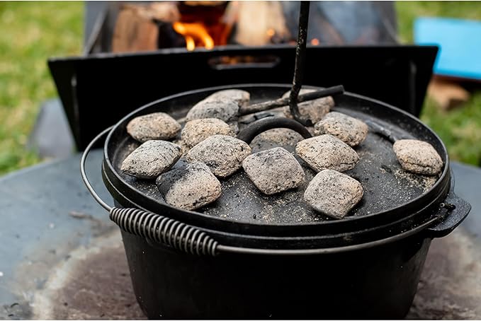 Cuisiland 16QT Cast Iron Dutch Oven with Lip Lid & Bail Handle – Extra Large Pre-Seasoned Campfire Pot for Outdoor Cooking, Roasting, Baking & Stews – Heavy-Duty Camping Cookware for Even Heat