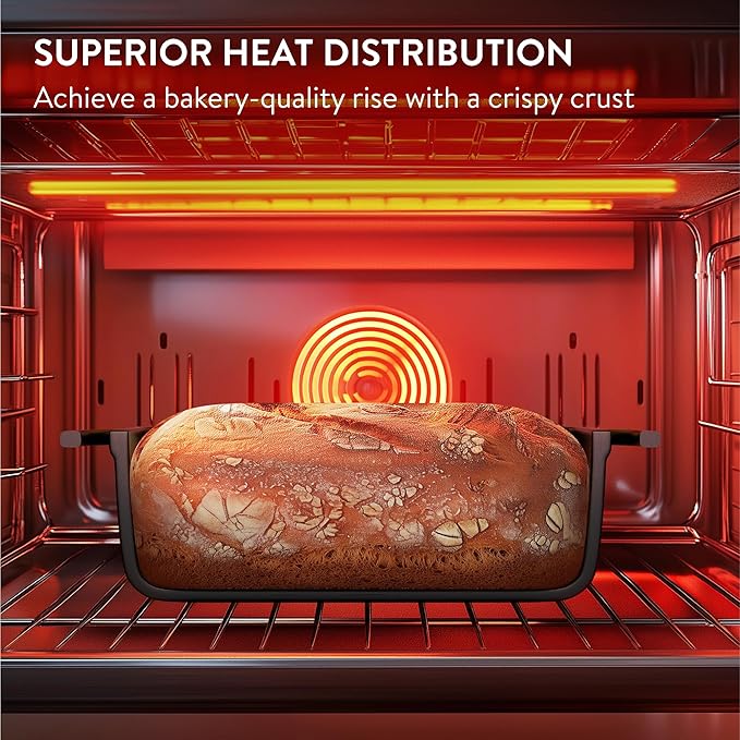 Navaris Enameled Cast Iron Bread Loaf Pan - 10.2" x 4.7"(26 x 12cm) Non-Stick Bread Baking Pan for Homemade Bread, Sourdough, Meatloaf, Cake, Oven Safe, Even Heat Distribution