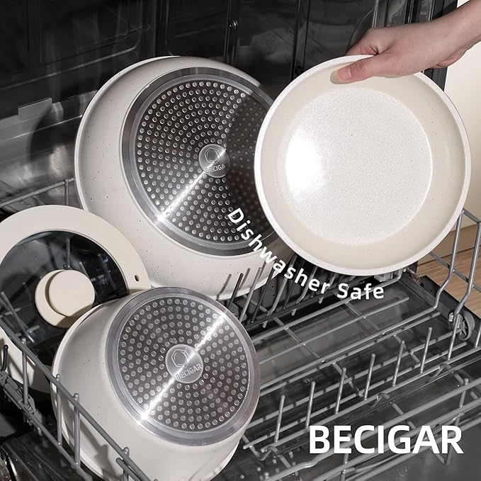 8PCS Ceramic Cookware,Nonstick Ceramic Pan, Removable Handle Pots and Pans Set, Stackable Pan Set, Nonstick Pots and Pans Set Non Stick pot for Home,RV