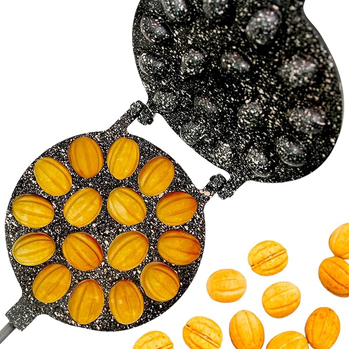 Walnut Cookie Mold Maker 16 Non-Stick Granite - Oreshki Mold Maker - Walnut Cookie Maker Oreshek - Oreshnitsa Maker - Nutty Maker - Oрешница Russian - Nut Cookies Maker - Oreshki Maker Molds