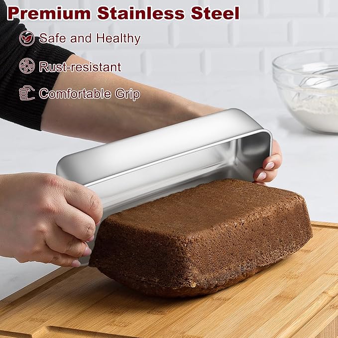 LIANYU 3 Pack 12 x 5 Inch Large Loaf Pans, Stainless Steel Bread Baking Pan Sets, Deep Meatloaf Pans for Homemade Bread, Cakes, Sandwich, Solid & Durable, Dishwasher Safe