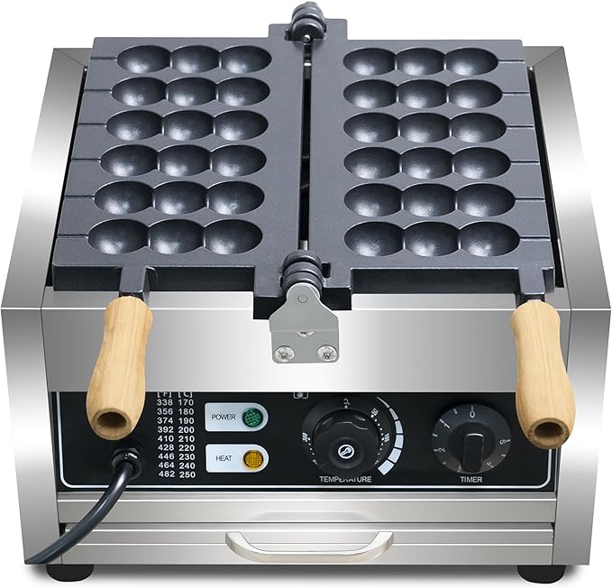 110V 1500WCommercial Electric Bubble Skewer Waffle Ball Machine 6-Grid Teflon Non Stick Pan Stainless Steel Belgium Waffle Ball Stick Maker