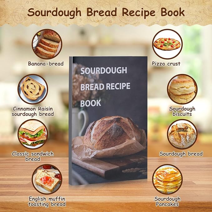 Sourdough Starter Kit, Sourdough Bread Baking Supplies,40oz Sourdough Starter Jar, 9" Round & 10"Oval Rattan Banneton Bread Proofing Baskets Set, Bread baking tools,Silicone bread Sling