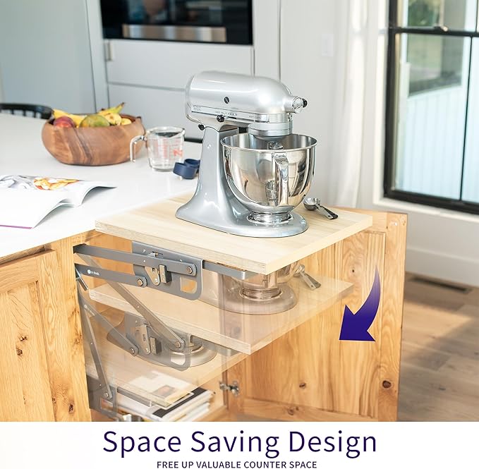Life Finds Kitchen Appliance Lifting Brackets, Spring Loaded Lift Assist for Mixers, Blenders, and More, Shelf Not Included, LF-KAL01