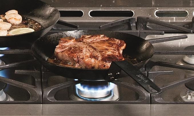 Lodge Pre-Seasoned Carbon Steel Skillet - Use in the Oven, on the Stove, on the Grill, or Over a Campfire - 10 Inch