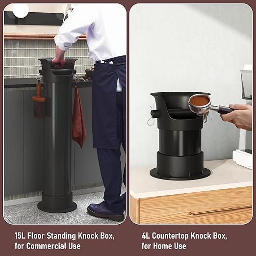 Espresso Knock Box for Coffee Puck, 250+ Cups Commercial Coffee Grounds Disposal Recycle Trash Can Clean Tool Set, Barista Essential for Cafe Shop Trailer Office Breakroom Home Bar Accessories