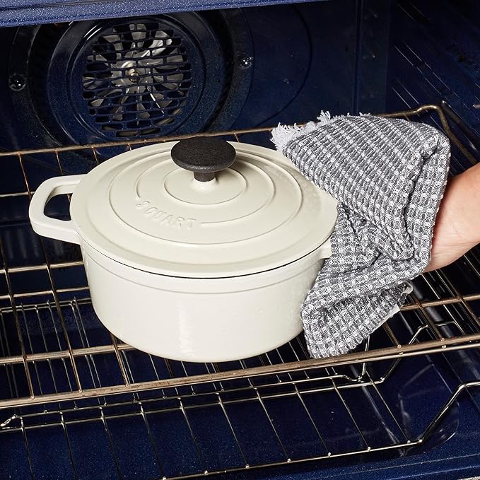 Smith & Clark 3-Quart Enameled Cast Iron Dutch Oven Pot with Lid, Ivory White