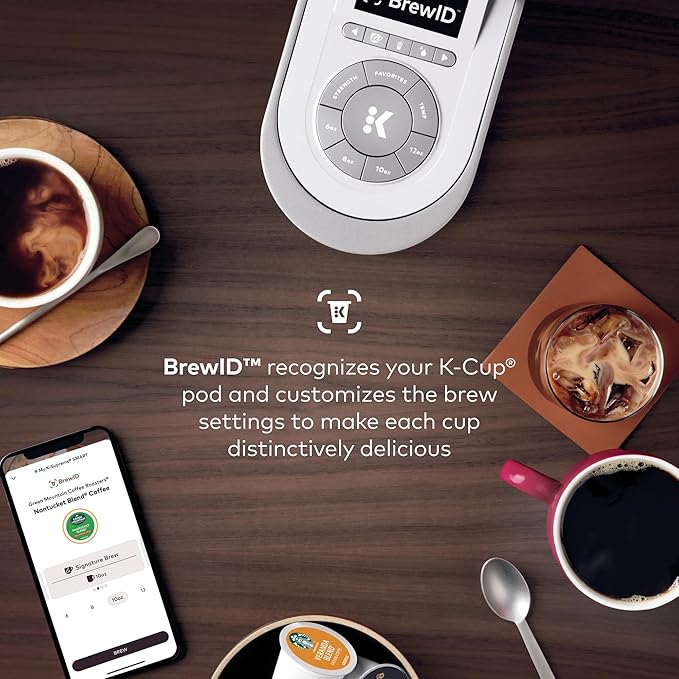 Keurig K-Supreme SMART Single Serve Coffee Maker With WiFi Compatibility, 4 Brew Sizes, And 66oz Removable Reservoir, Compatible with Alexa, White