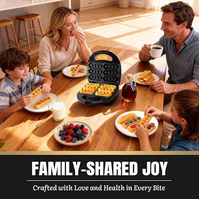 Waffle Stick Maker, Mini Waffle Maker Iron, Makes 6 Waffle Sticks, Ideal for Breakfast, Snacks, Desserts and More