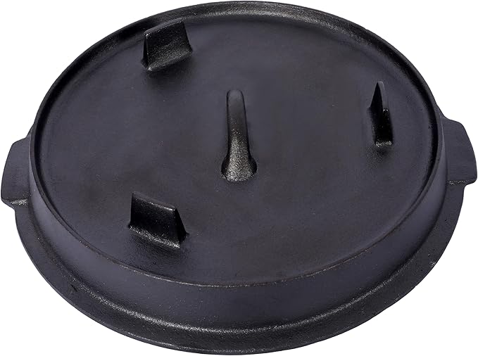 Pre-Seasoned Cast Iron Dutch Oven with Skillet Lid - 6 Quart Outdoor Camping Pot, Iron Pot Rack Included for Fireplace BBQ, Baking & Campfire Cooking