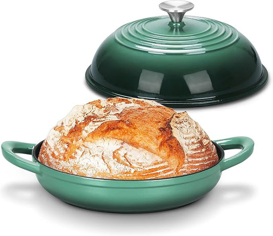 Bread Dutch Oven for Sourdough Baking (5.5 QT), Joyfair Enameled Cast Iron Dutch Oven Pot with Lid, Sourdough Bread Pan with Dual Handles, Non-Stick & Even Heat, Oven-safe up to 500°F, Olive Green