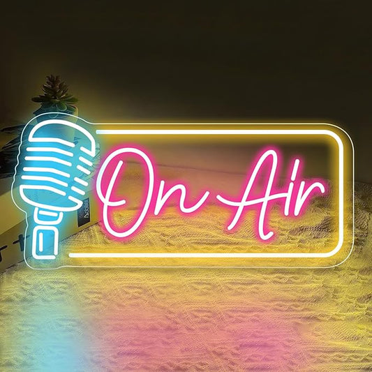 On Air Neon Sign Live Streaming Recording Sign LED Studio Live Decorative Lights USB Powered Bar Pub Store Club Gamers Man Cave Home Party Wall Art Decor