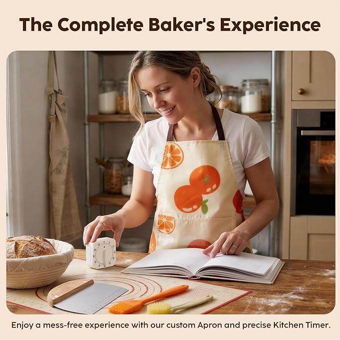 Complete Sourdough Starter Kit with 9" Round & 10" Oval Banneton Proofing Baskets, 22oz Glass Jar, Lame, Whisk, Scraper, Stencils, Slings, Rack, Mat & More – 23-Piece Professional Bread Baking Kit