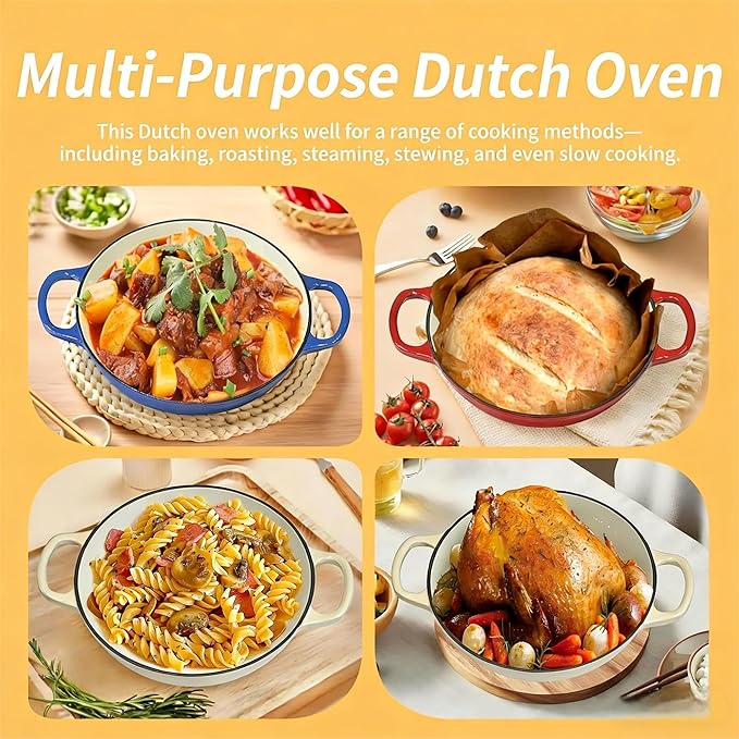Bread Dutch Oven for Sourdough Bread Baking – Cast Iron Dutch Oven Pot with Lid, Enameled Bread Baker, 6 Quart/26cm White